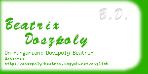 beatrix doszpoly business card